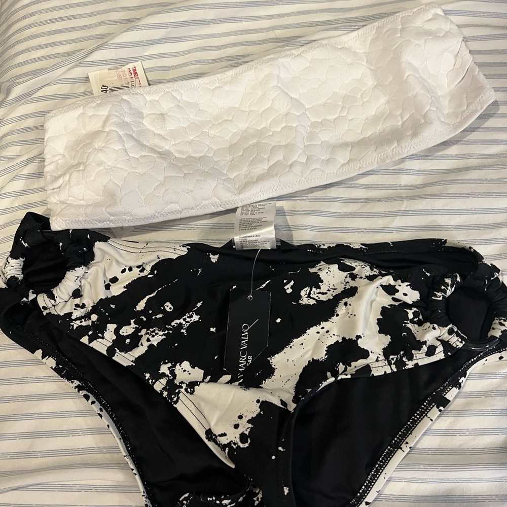 White and Black Two-Piece Swimsuit